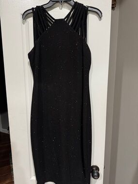 Black Strappy Halter Women's Dress
